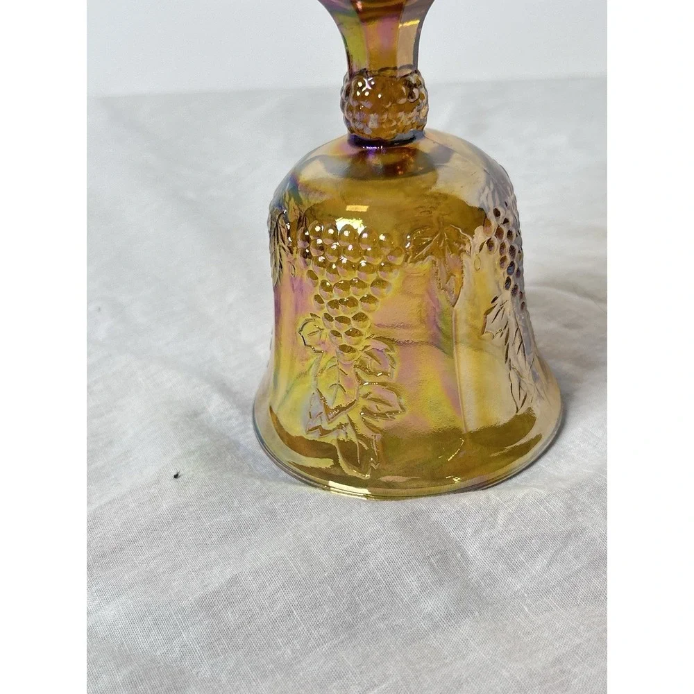 Colony Harvest Water Goblet Grapes Iridescent Glass Carnival Amber 5.25